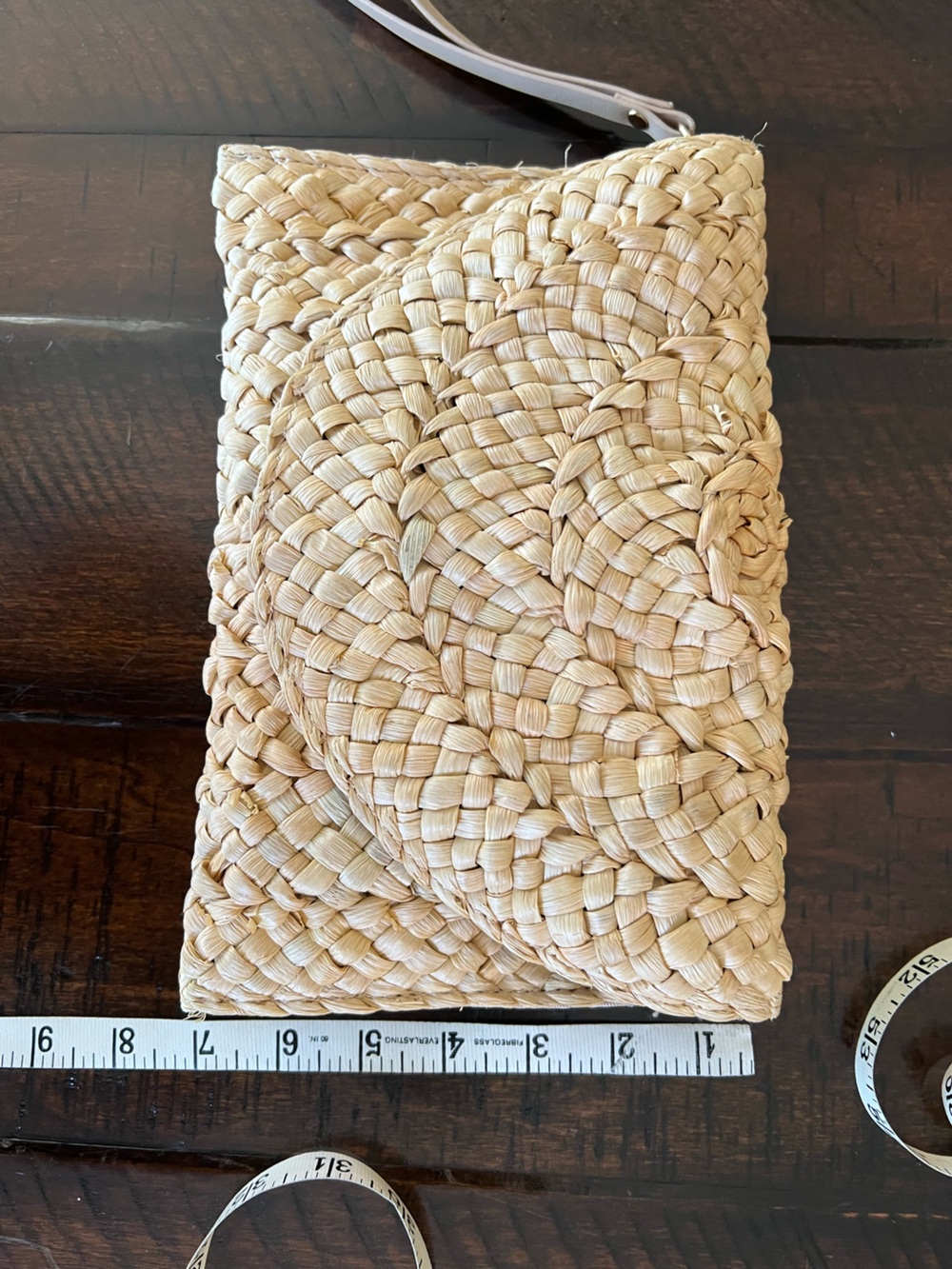 Natural Woven Straw Wristlet Clutch with Strap - Picture 6 of 8